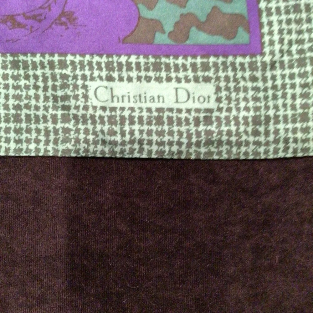 Vintage Christian Dior silk purple and green floral scarf